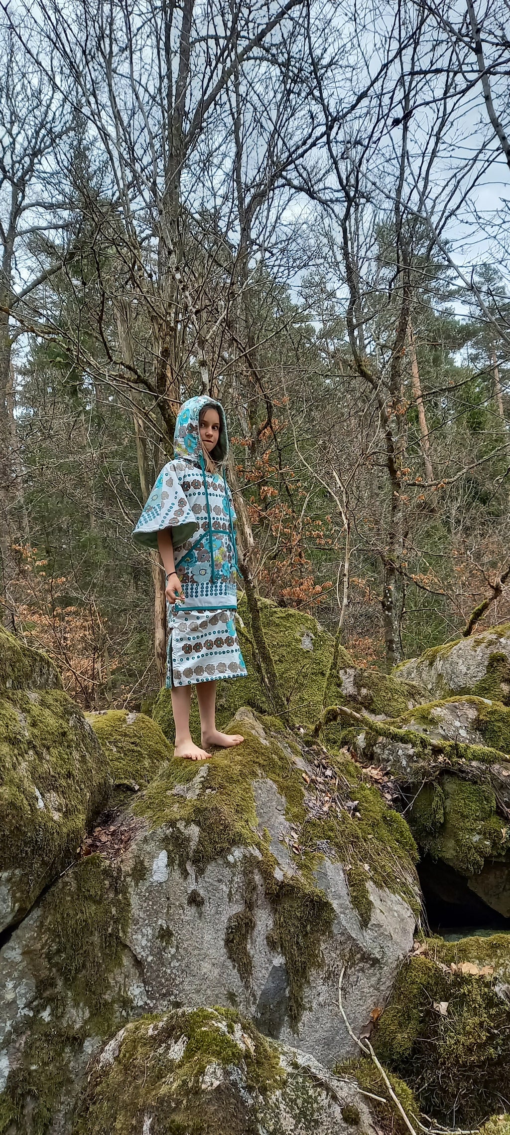 Selma kids bathrobe from cotton chintz deadstock with