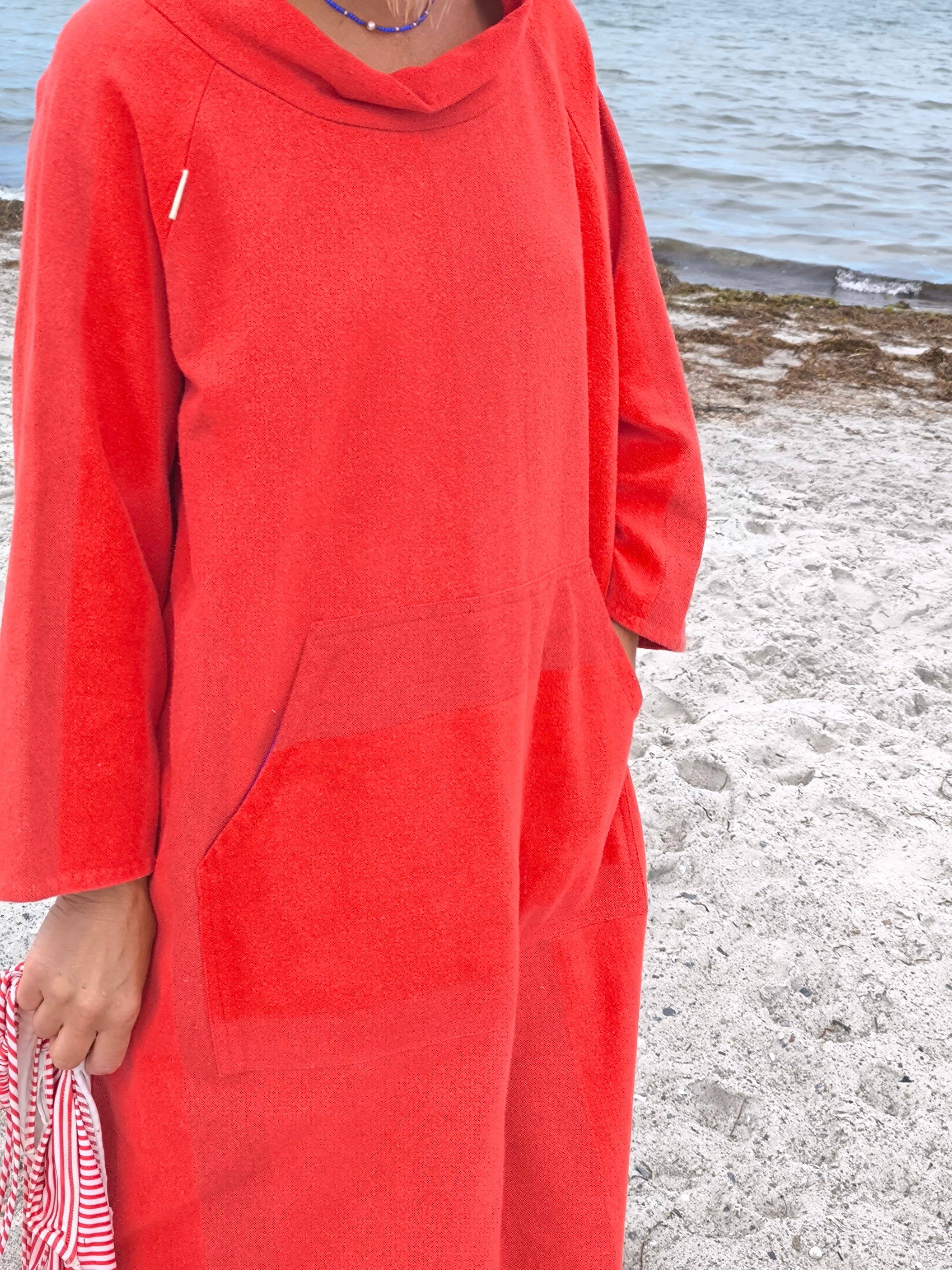 Orient Mallorca Kaftan – Vintage-Rot, mallorquinische Baumwolle – Handgefertigt, Schweden, Größe M/XL