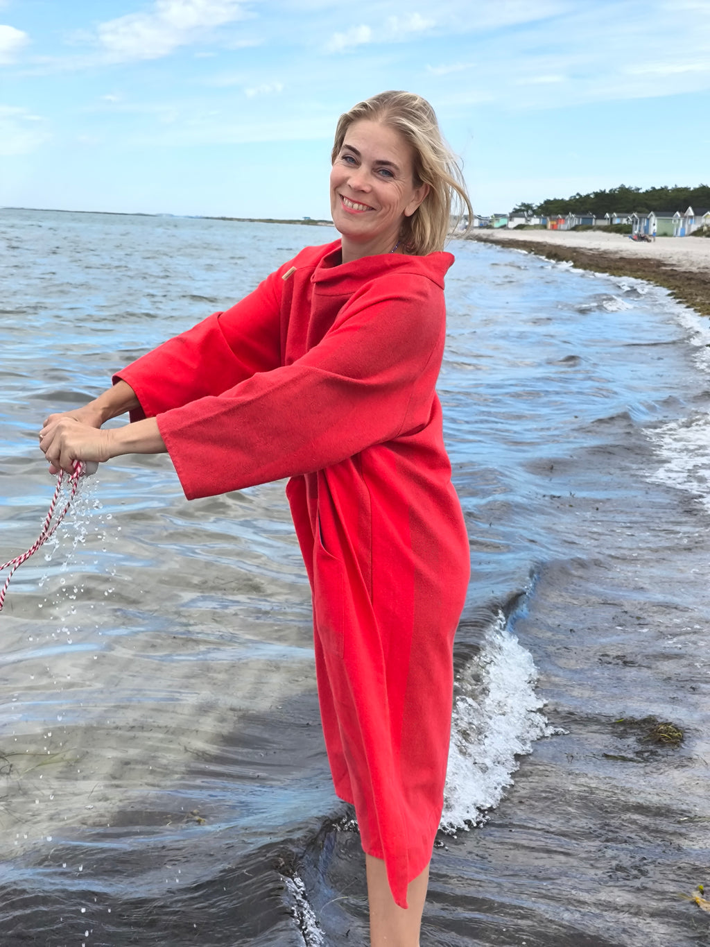 Orient Mallorca Kaftan – Vintage-Rot, mallorquinische Baumwolle – Handgefertigt, Schweden, Größe M/XL