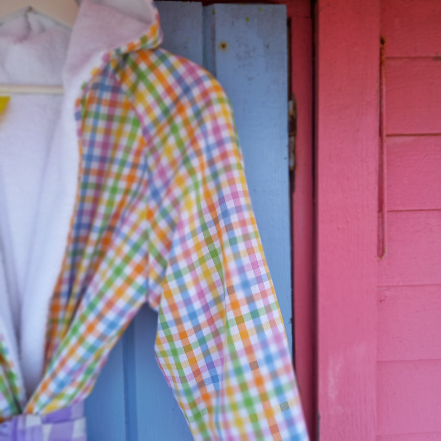 Lollypop bathrobe close-up of cotton poplin fabric detail
