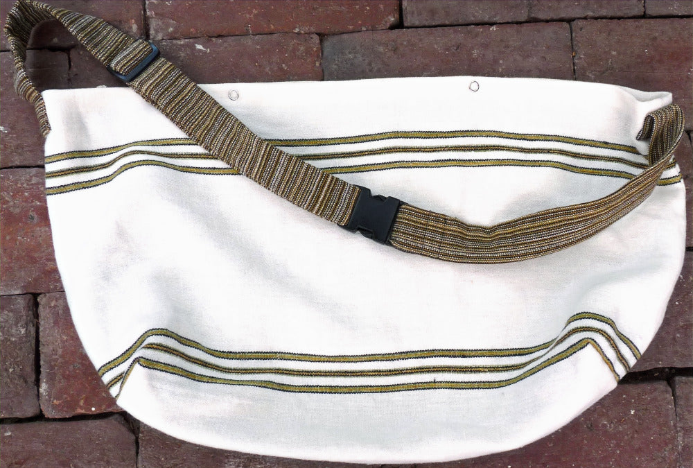 Valldemossa bag side view showing authentic Mallorcan textile from Bujosa
