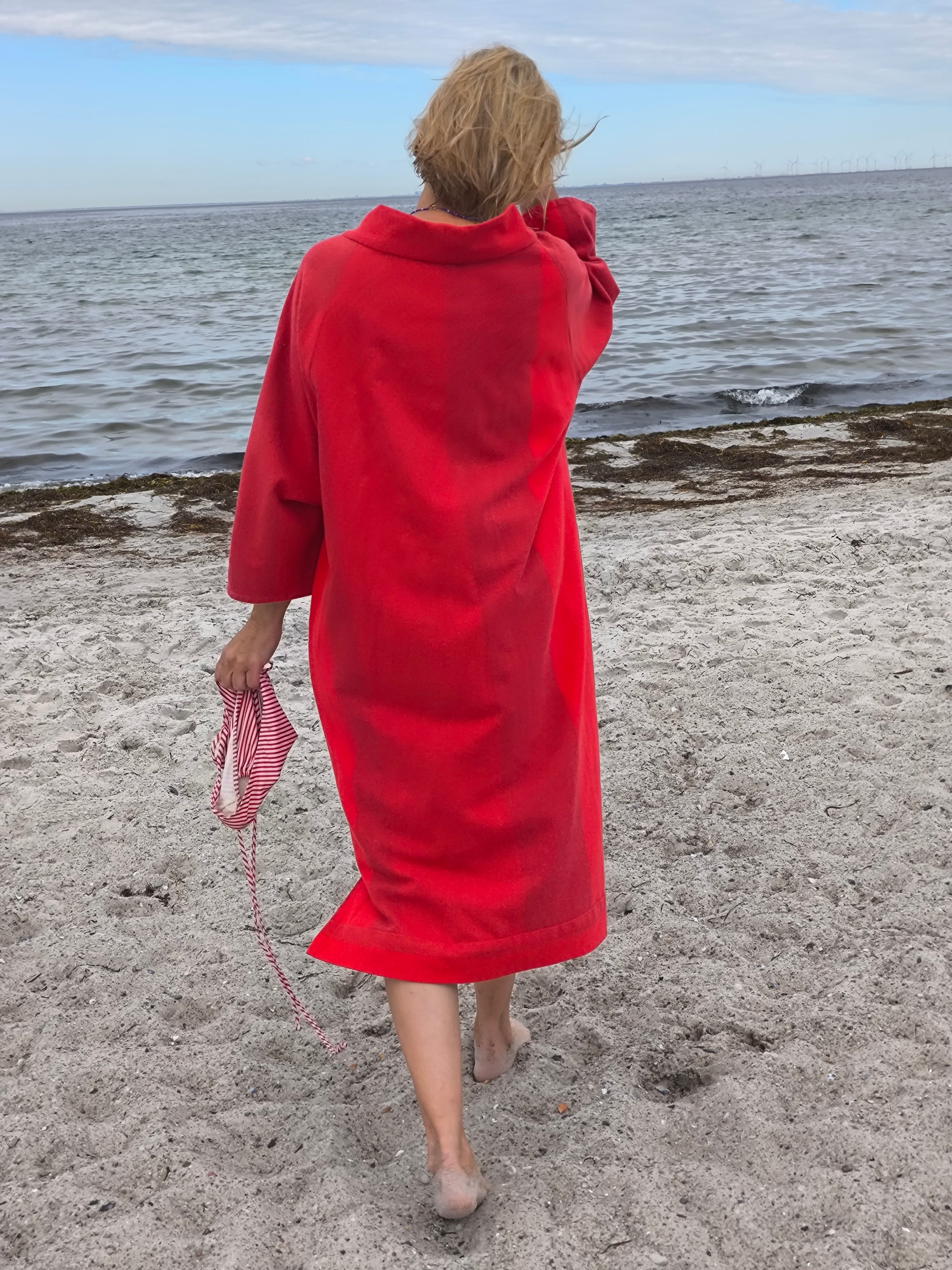 Orient Mallorca Kaftan – Vintage-Rot, mallorquinische Baumwolle – Handgefertigt, Schweden, Größe M/XL